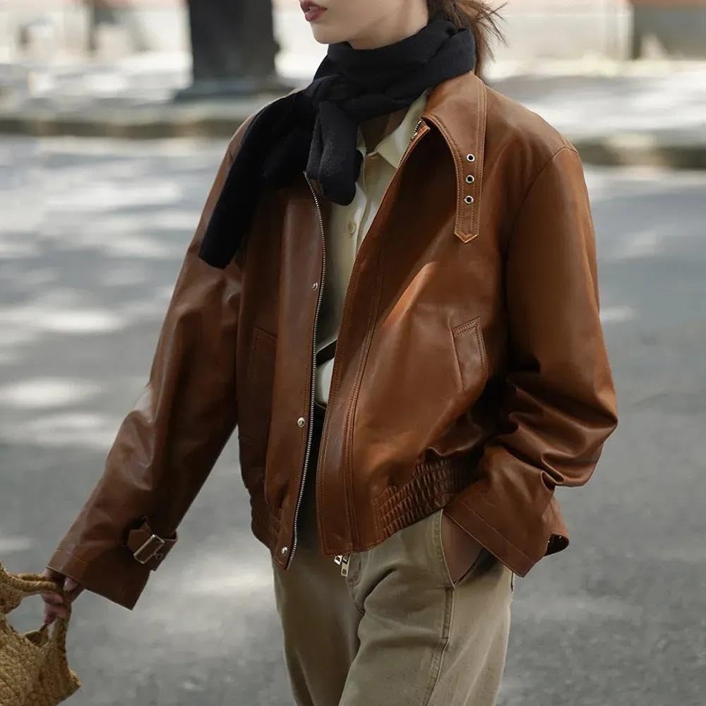 ジャケット・アウター Bohemian seoul leather blouson jumper BOHEMIAN SEOUL] HIGH NECK MOTO JACKET, OVER FIT 正規品 韓国